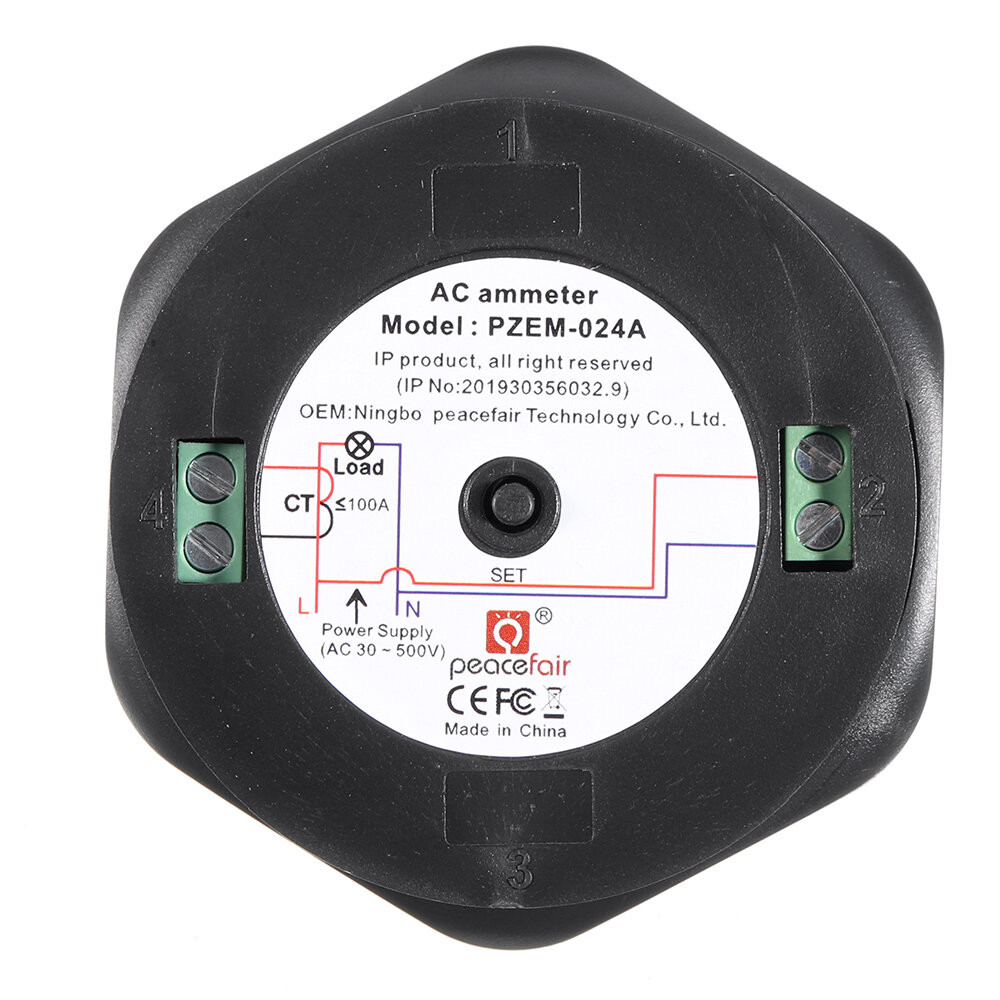 Peacefair PZEM-024A AC0-100A AC Current Tester LCD AC Digital