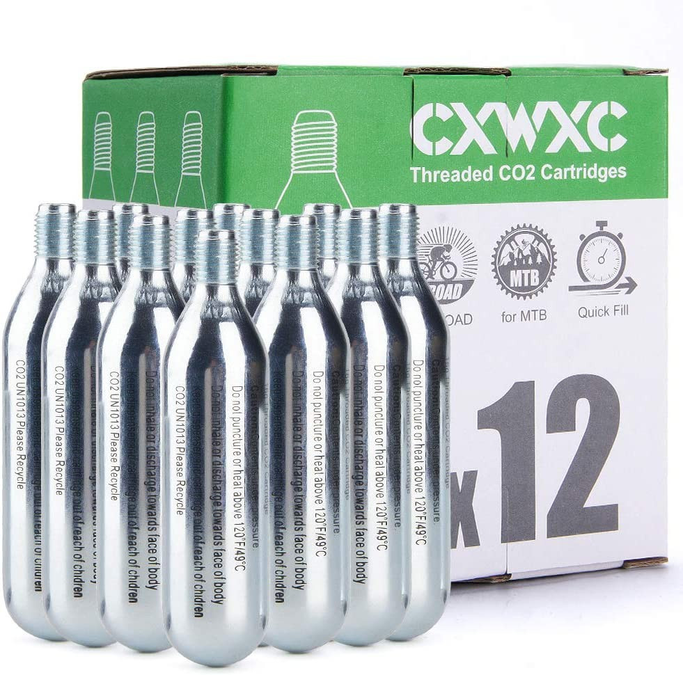 12 Pack 16g Threaded CO2 Cartridges for CO2 Inflator for Bike
