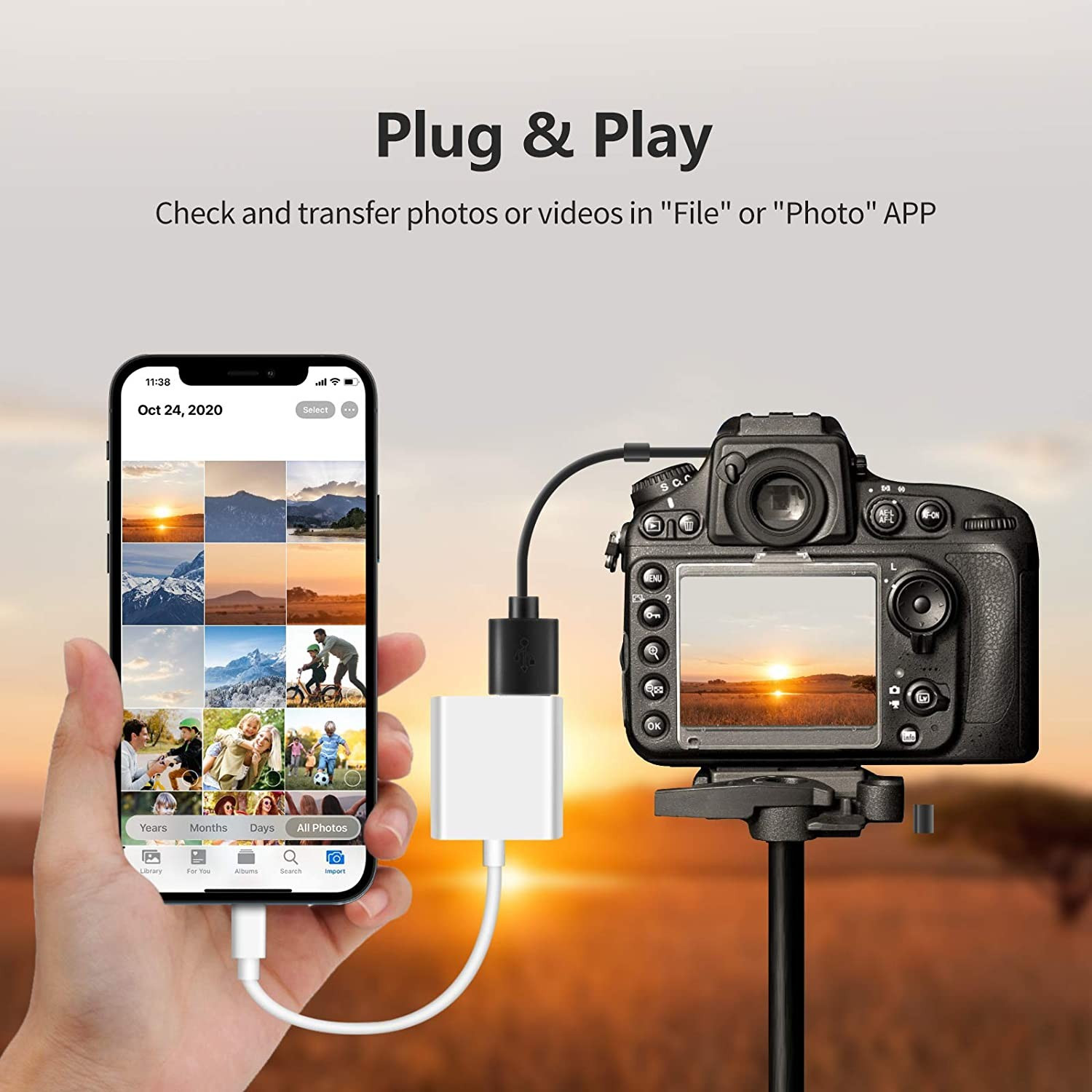 Plusysee USB Adapter iPhone,iPad Camera Adapters, USB Female