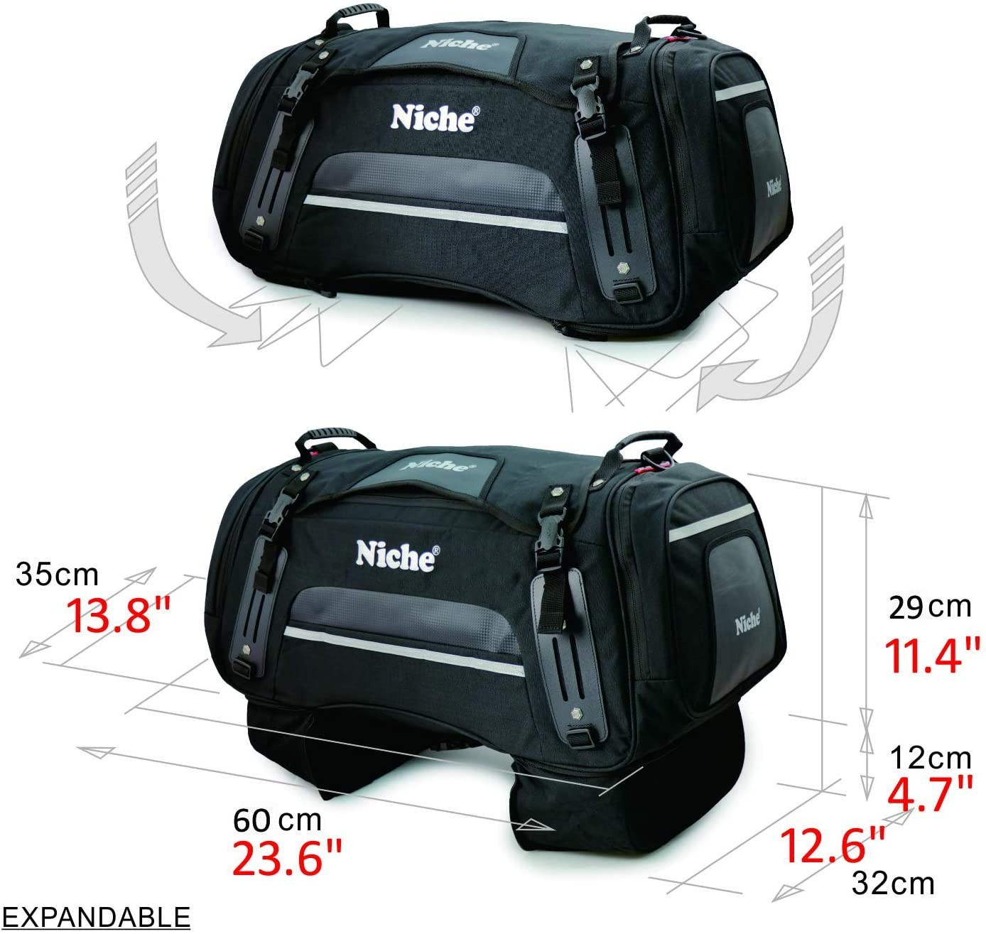Niche Motorcycle Tail Bag Travel Luggage, Weather Resistant