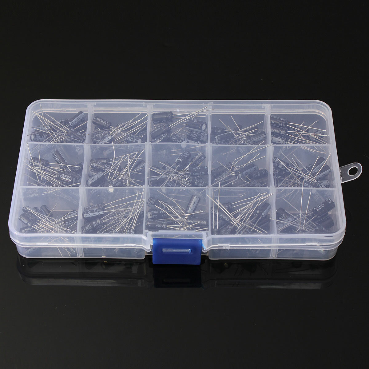 200pcs 0.1-220uF 15 Value Electrolytic Capacitor Assortment Box